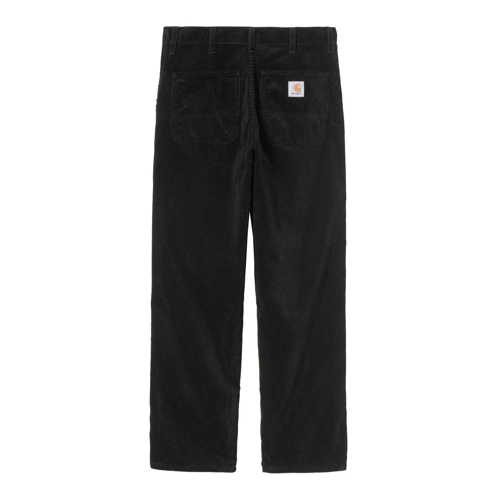 Calça de bombazine para homem Carhartt WIP Simple em Preto Rinsed. Foto da parte de trás.