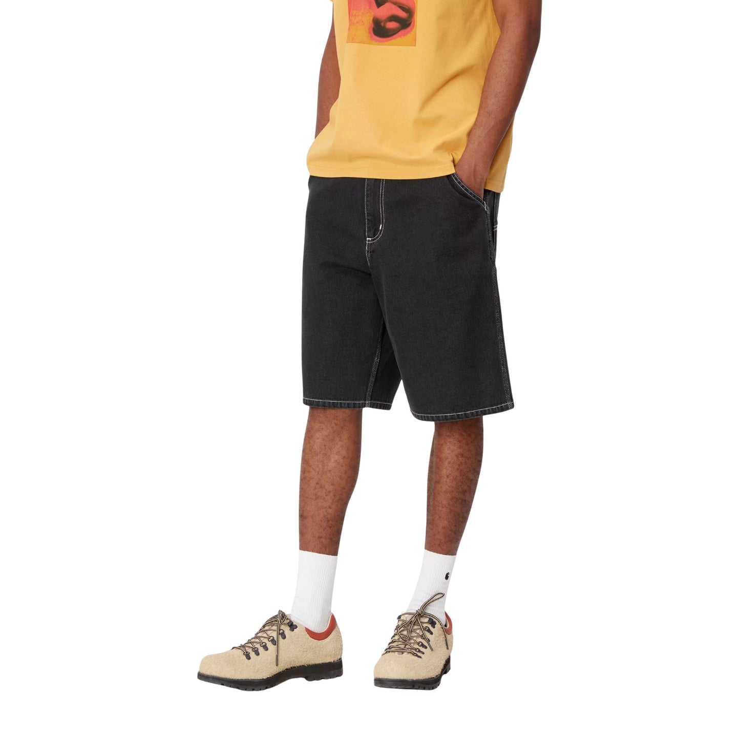 Men's Carhartt WIP Simple Black Stone Washed Denim Shorts