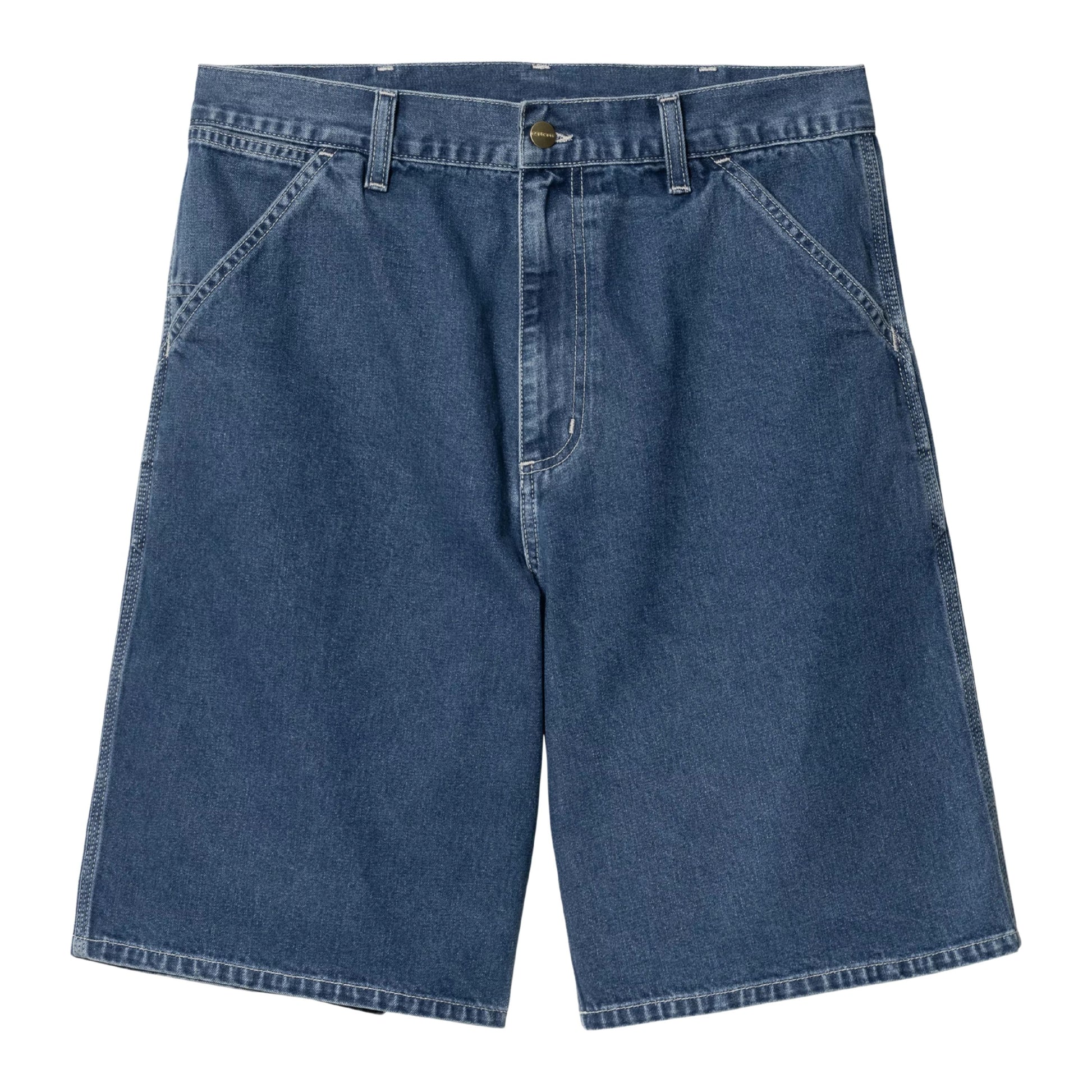 Calções de ganga para homem Carhartt WIP Simple em Azul stone washed. Foto da parte da frente.