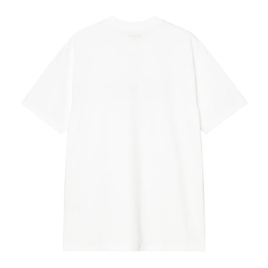 T-shirt de manga curta para homem Carhartt WIP Solar Chrome Script em Branco. Foto da parte de trás.