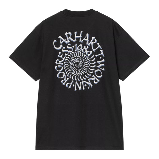 T-Shirt de manga curta para homem Carhartt WIP Spirals em Preto. Foto da parte de trás.