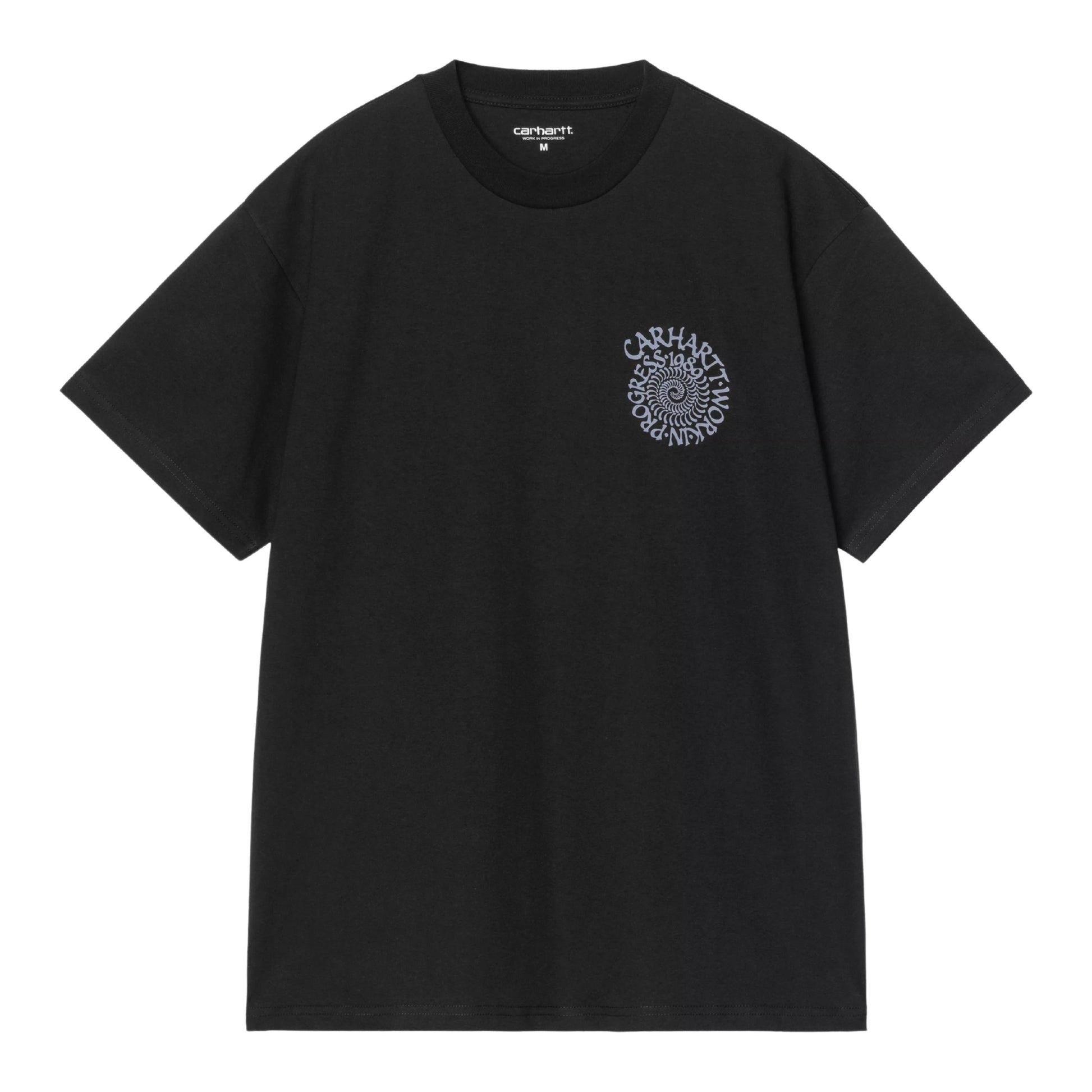 T-Shirt de manga curta para homem Carhartt WIP Spirals em Preto. Foto da parte da frente.