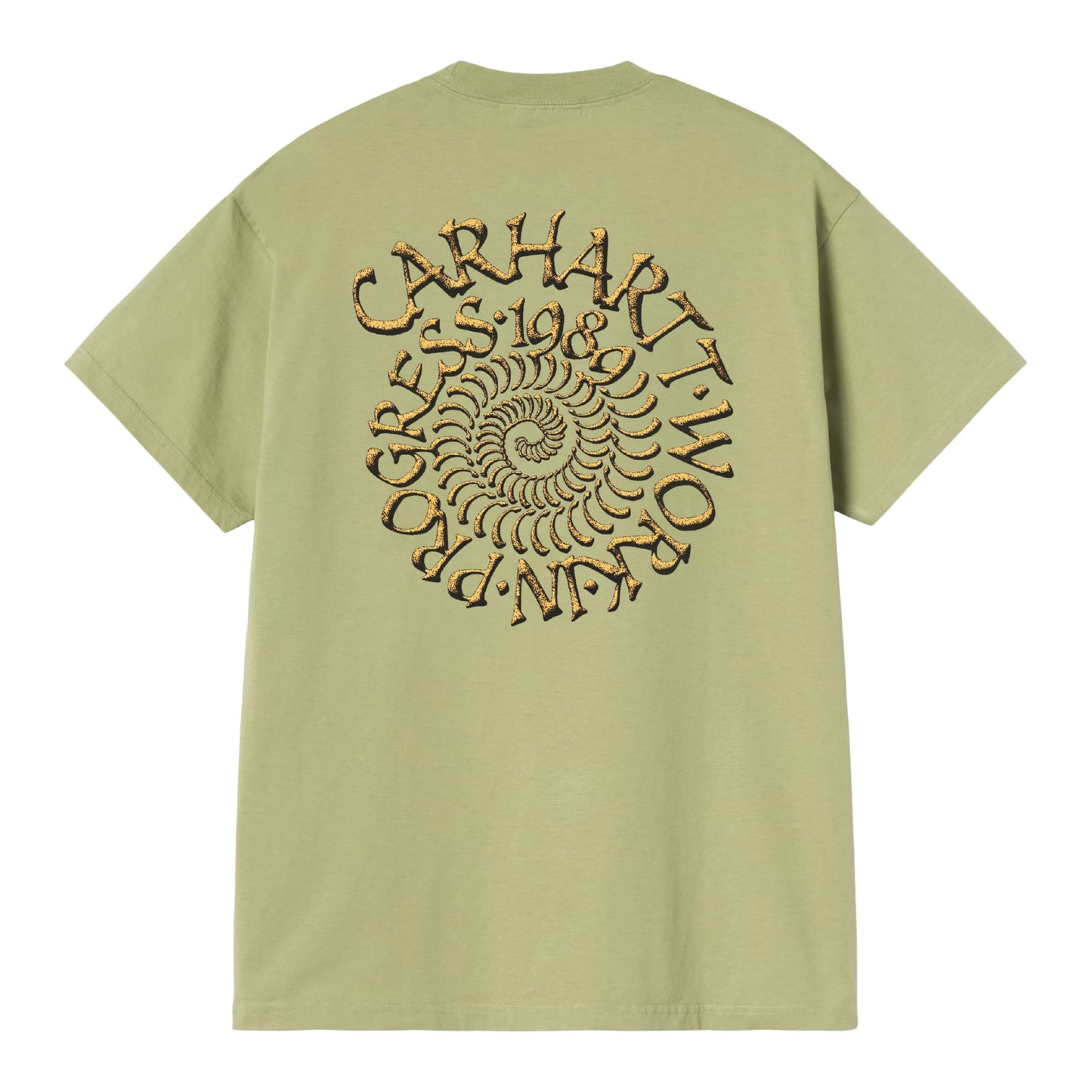 T-Shirt de manga curta para homem Carhartt WIP Spirals em Verde Gentle. Foto da parte de trás.
