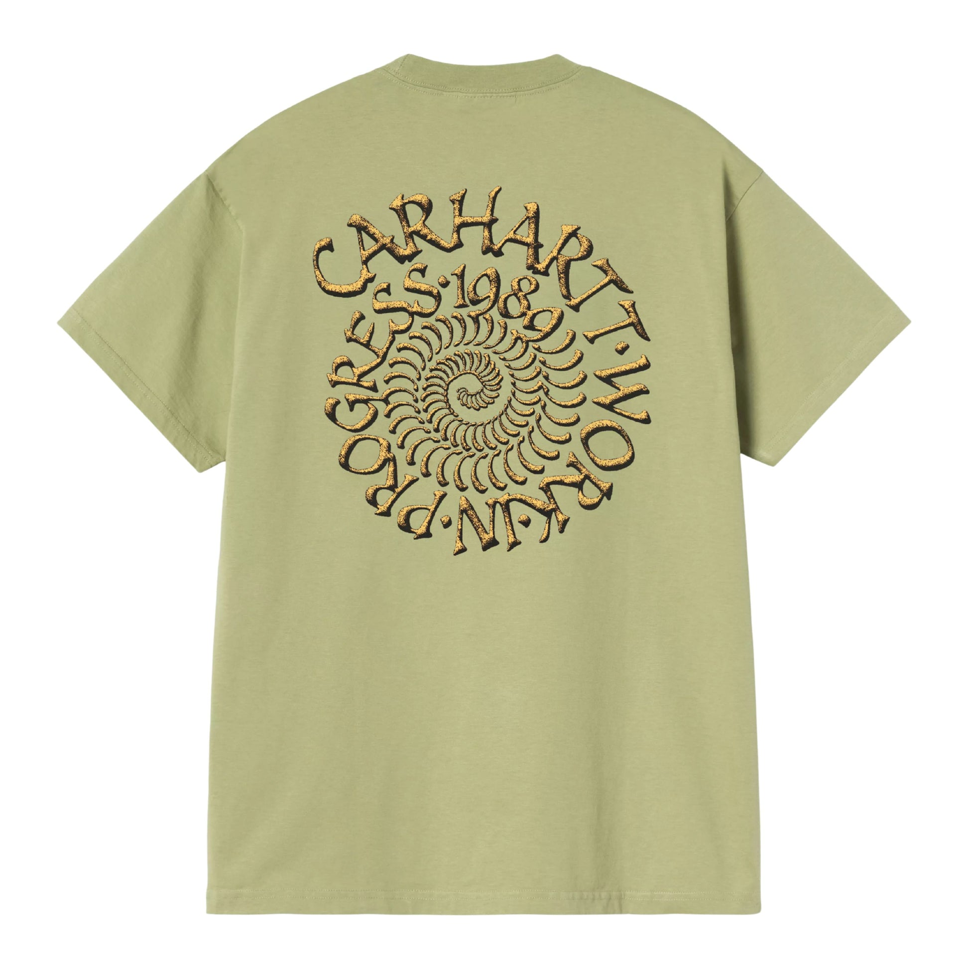 T-Shirt de manga curta para homem Carhartt WIP Spirals em Verde Gentle. Foto da parte de trás.