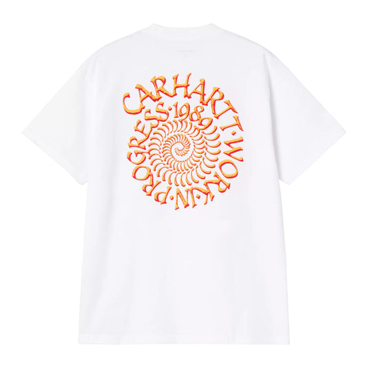 T-Shirt de manga curta para homem Carhartt WIP Spirals em Branco. Foto da parte de trás.