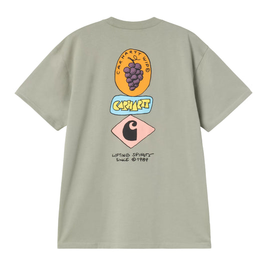 T-Shirt de manga curta para homem Carhartt WIP Stacked Grapes em Verde Shady. Foto da parte de trás.