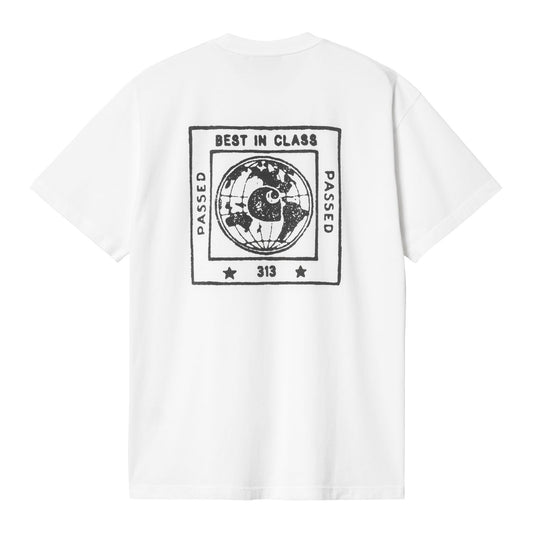 Carhartt WIP Stamp Short Sleeve T-Shirt White/Black. Foto da parte da frente.