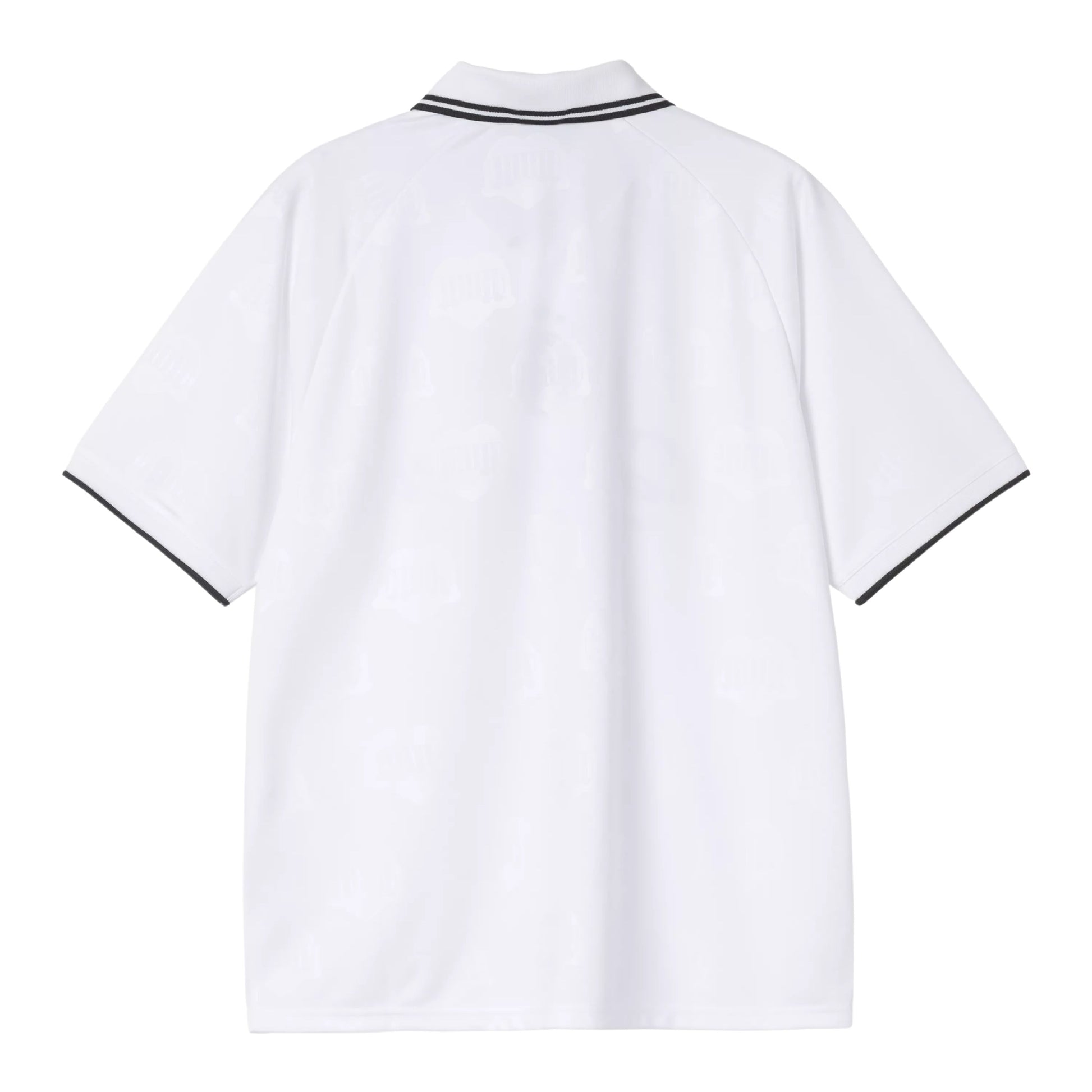 T-Shirt de futebol com manga curta para homem Carhartt WIP Terrace em Heart Train Jacquard, Branco. Foto da parte de trás.