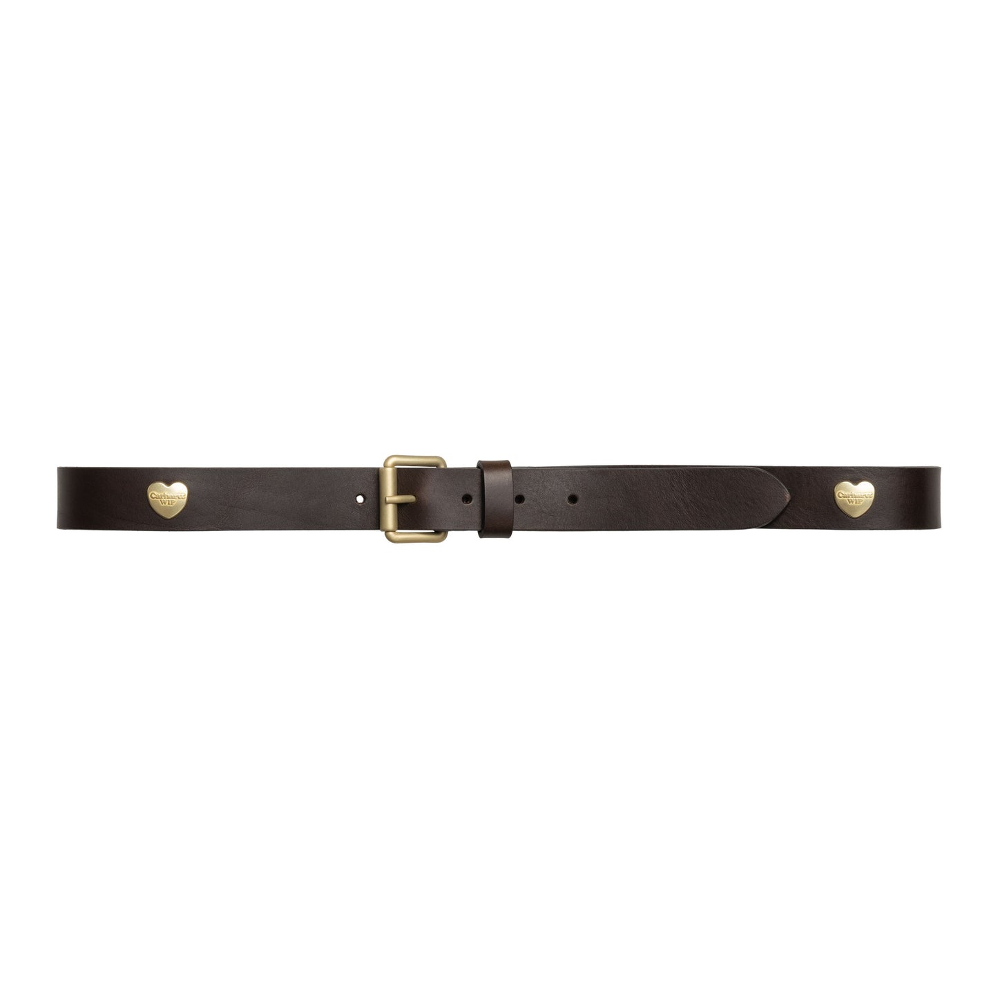 Cinto unissexo Carhartt WIP Tylor em Tobacco/Gold. Foto da parte da frente.