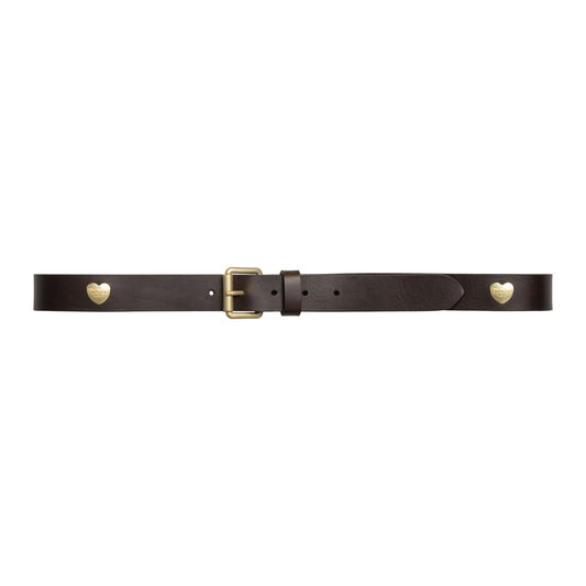 Cinto unissexo Carhartt WIP Tylor em Tobacco/Gold. Foto da parte da frente.