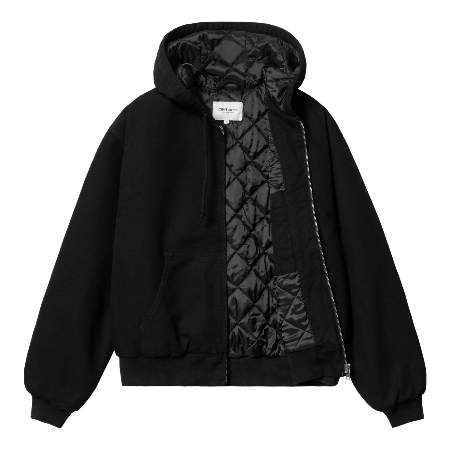 Casaco com carapuço para mulher Carhartt WIP W' OG Active em Preto com lavagem rinsed. Foto da parte da frente.