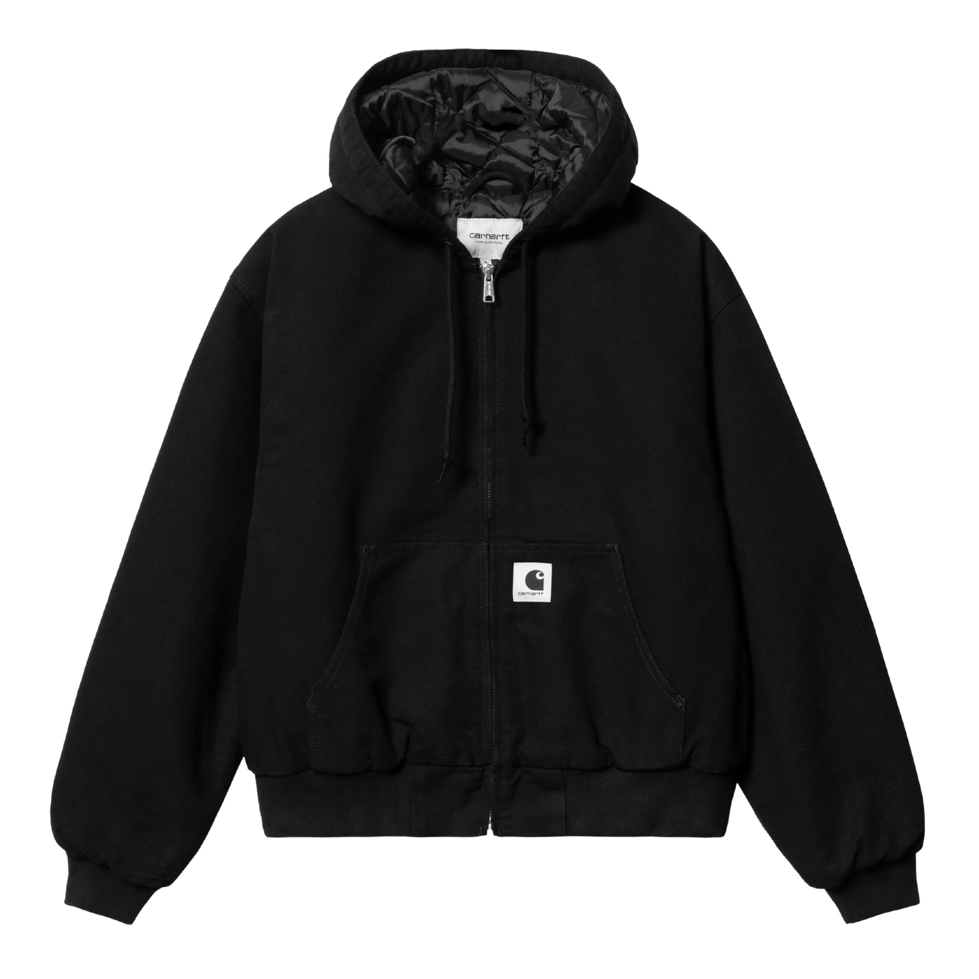 Casaco com carapuço para mulher Carhartt WIP W' OG Active em Preto com lavagem rinsed. Foto da parte da frente.