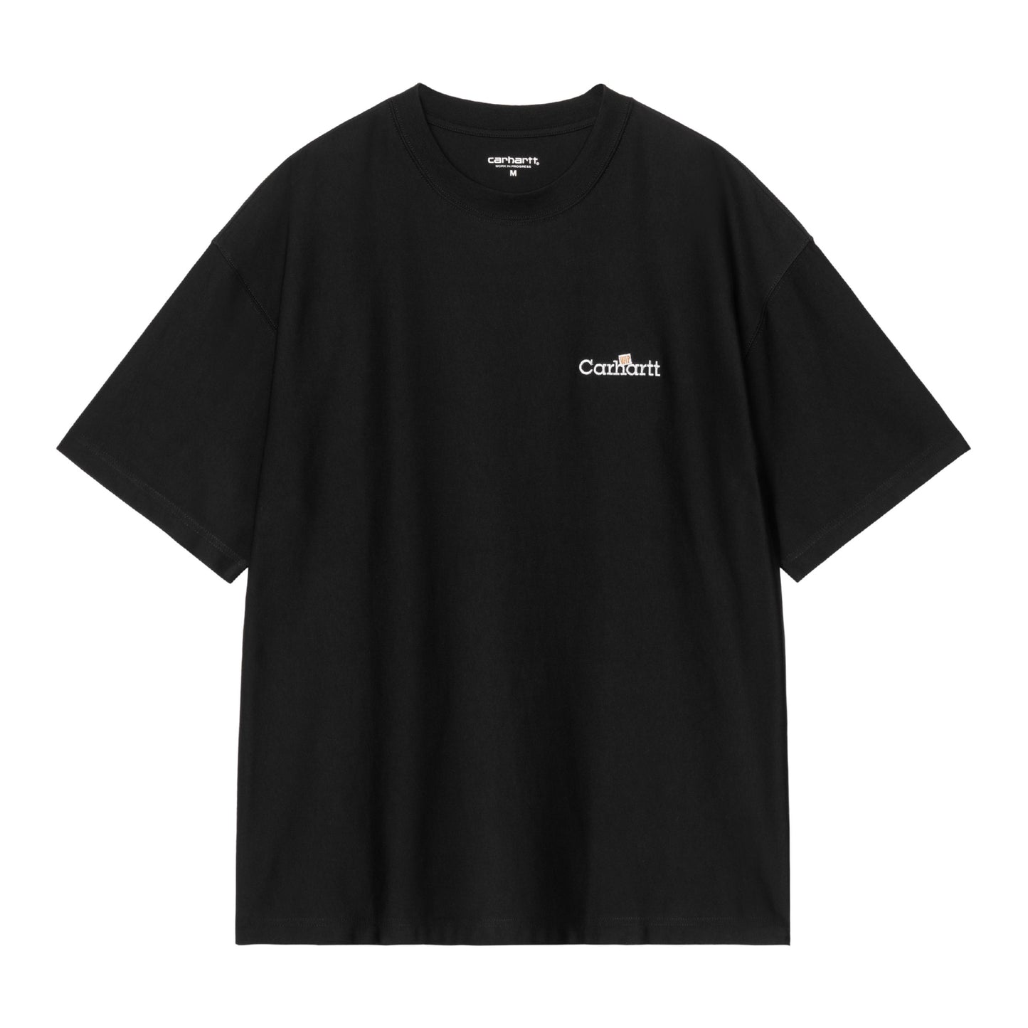 T-Shirt de manga curta para homem Carhartt WIP WIP Label em Preto. Foto da parte da frente.
