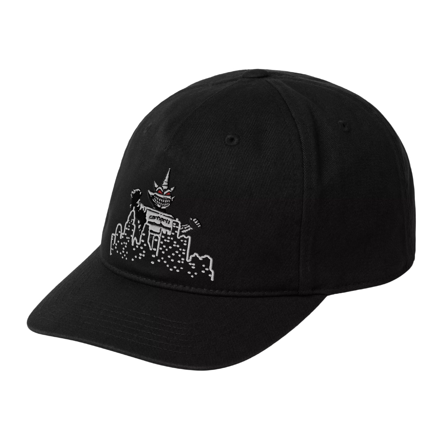 Boné unissexo Carhartt WIP Wiptopia 2 em Preto. Foto da parte da frente.
