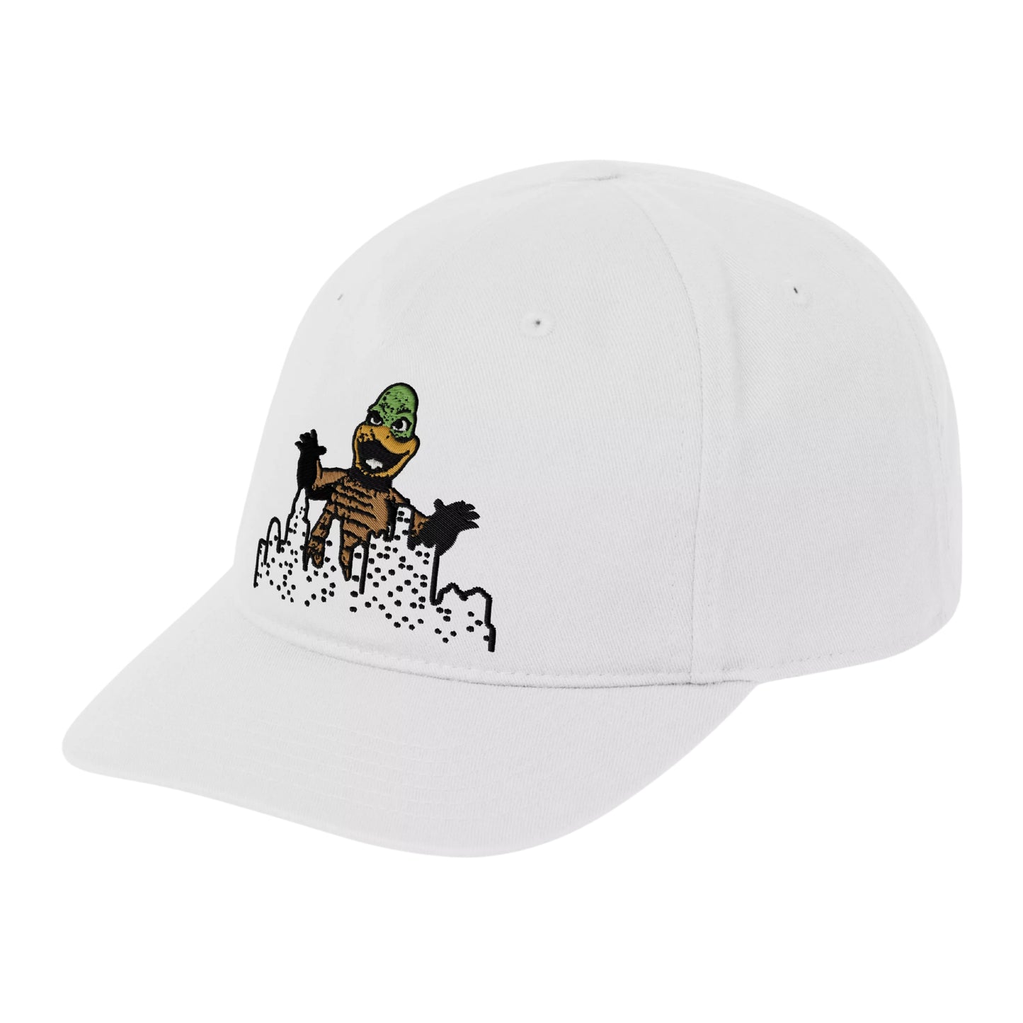 Boné unissexo Carhartt WIP Wiptopia 2 em Branco. Foto da parte da frente.