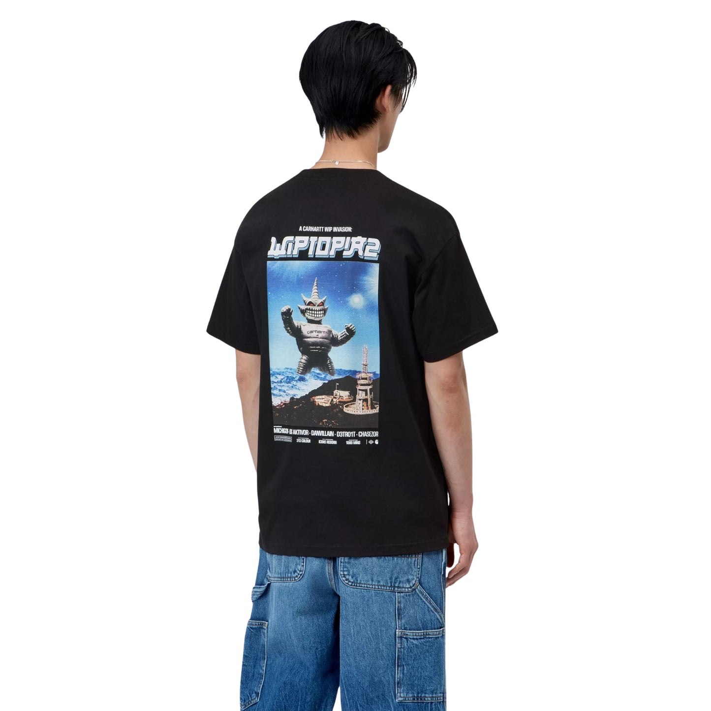 T-Shirt com manga curta para homem Carhartt WIP Wiptopia II em Preto. Foto da parte de trás, vestida.
