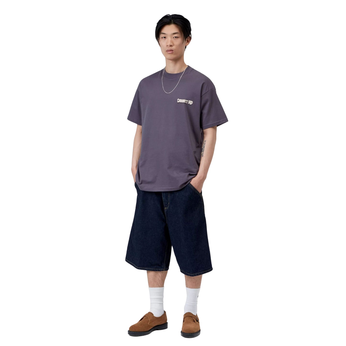 T-Shirt de manga curta para homem Carhartt WIP Wiptopia II em Shady Purple. Foto da parte da frente, vestida.