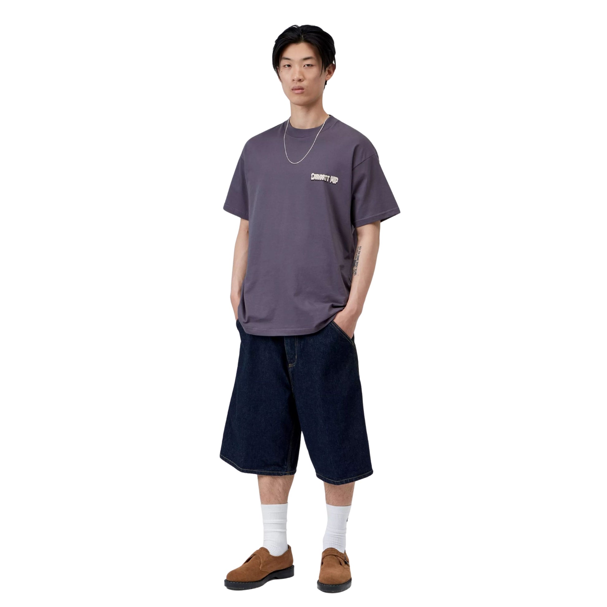 T-Shirt de manga curta para homem Carhartt WIP Wiptopia II em Shady Purple. Foto da parte da frente, vestida.