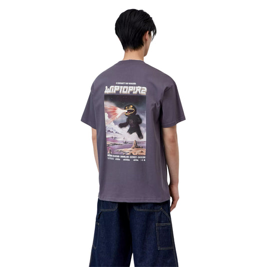 T-Shirt de manga curta para homem Carhartt WIP Wiptopia II em Shady Purple. Foto da parte de trás, vestida.