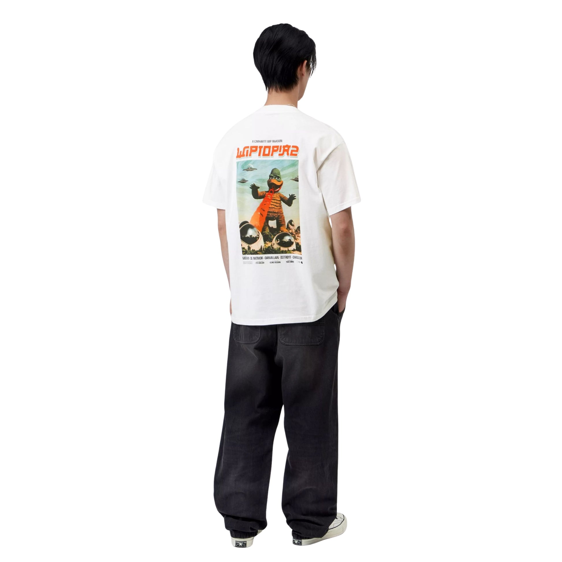 T-Shirt de manga curta para homem Carhartt WIP Wiptopia II em Branco. Foto da parte de trás, vestida.