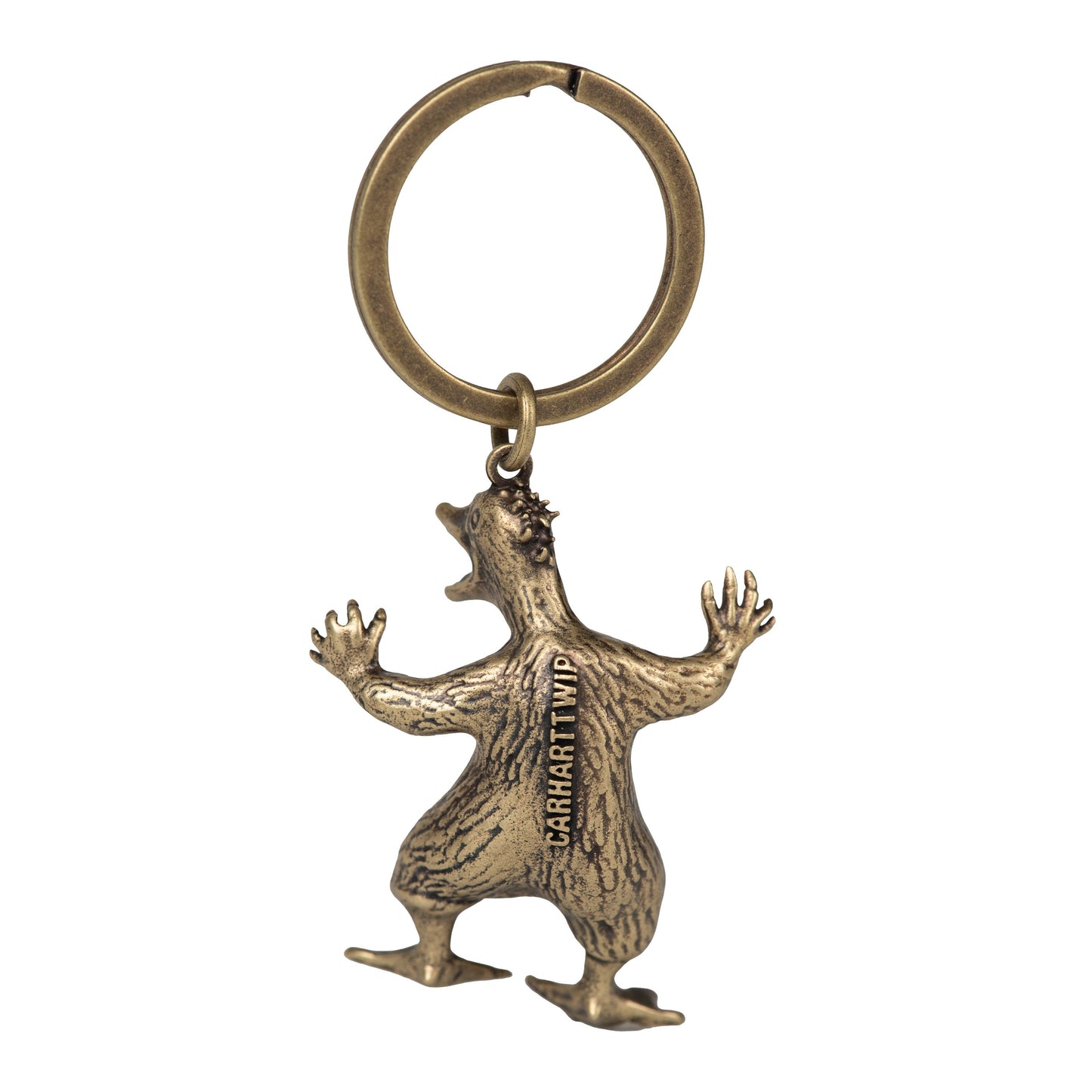 Porta-chaves Carhartt WIP Wiptopia em Dourado. Foto da parte de trás.