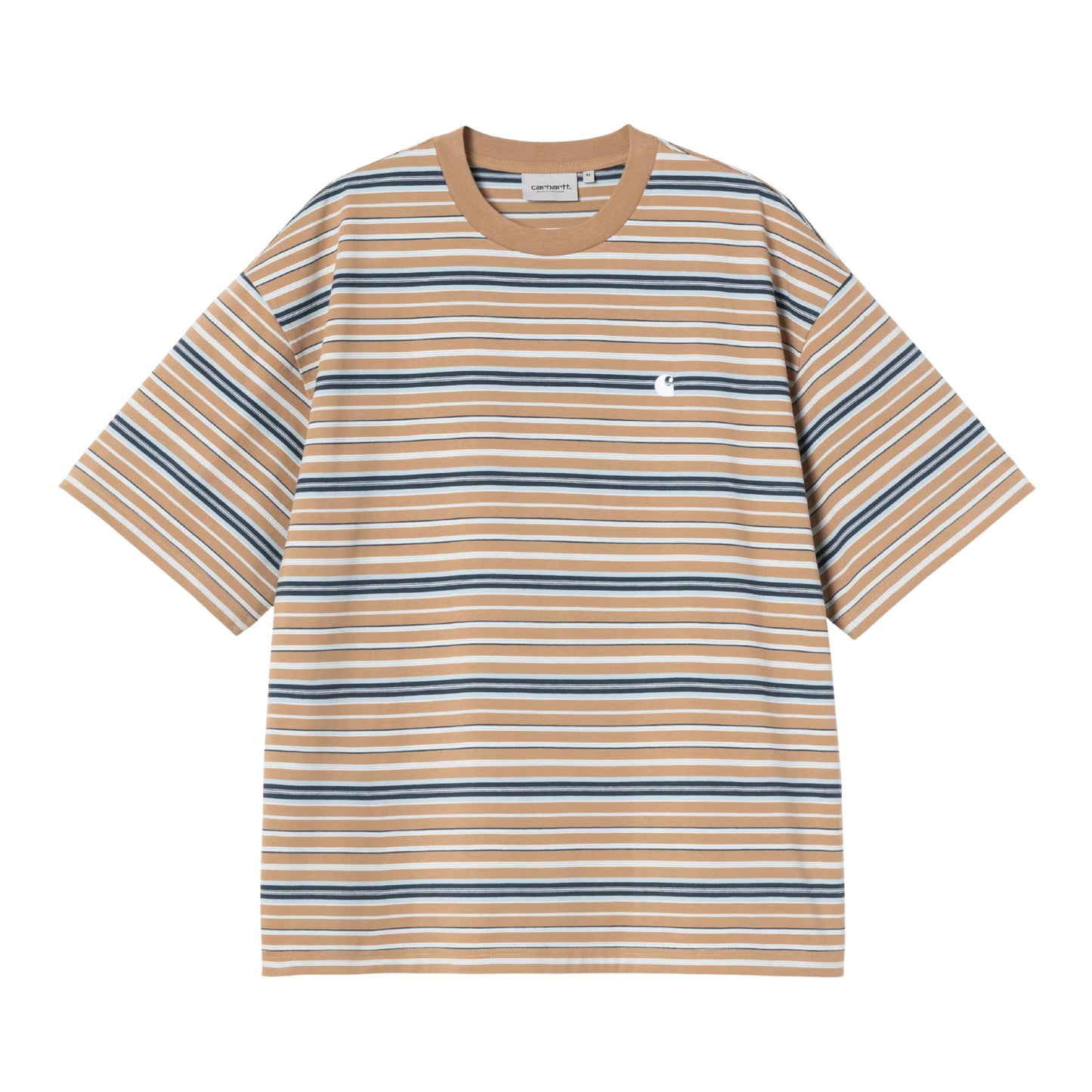 T-Shirt de manga curta para homem Carhartt WIP Zane com riscas Zane em Peanut