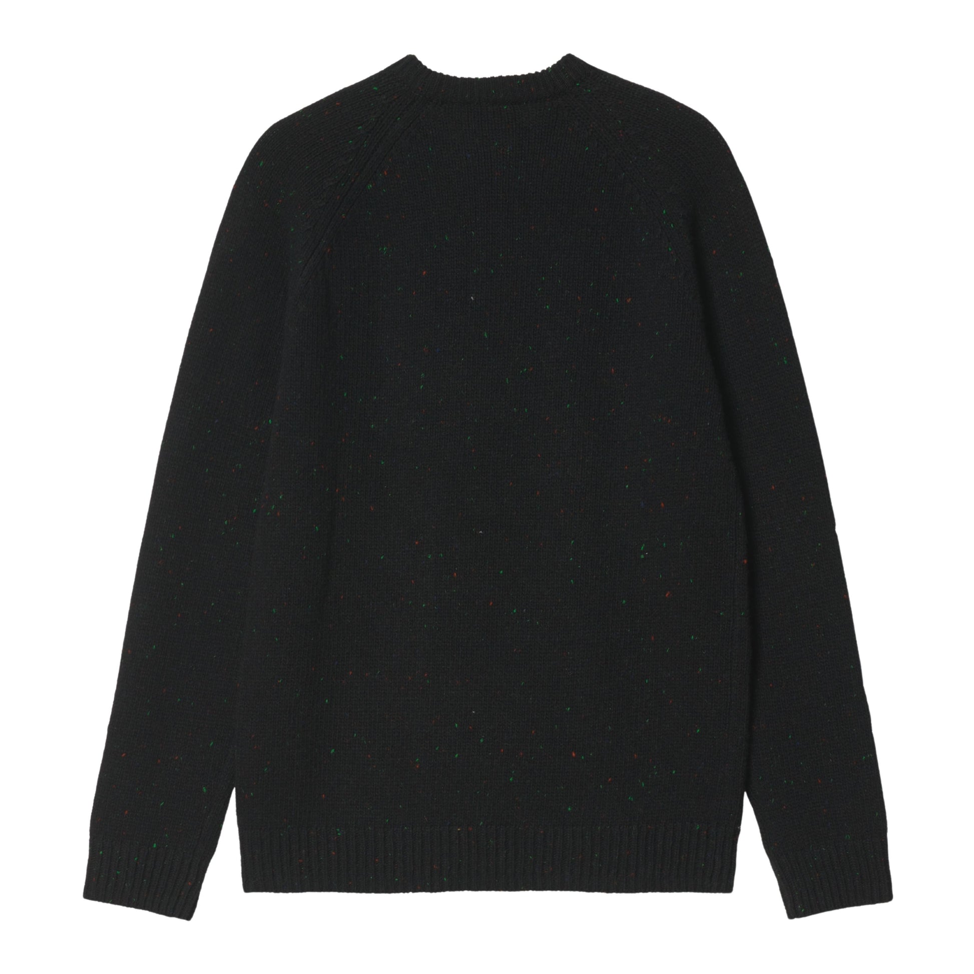 Camisola de malha para homem Carhartt WIP Anglistic em Speckled Black. Foto da parte de trás.