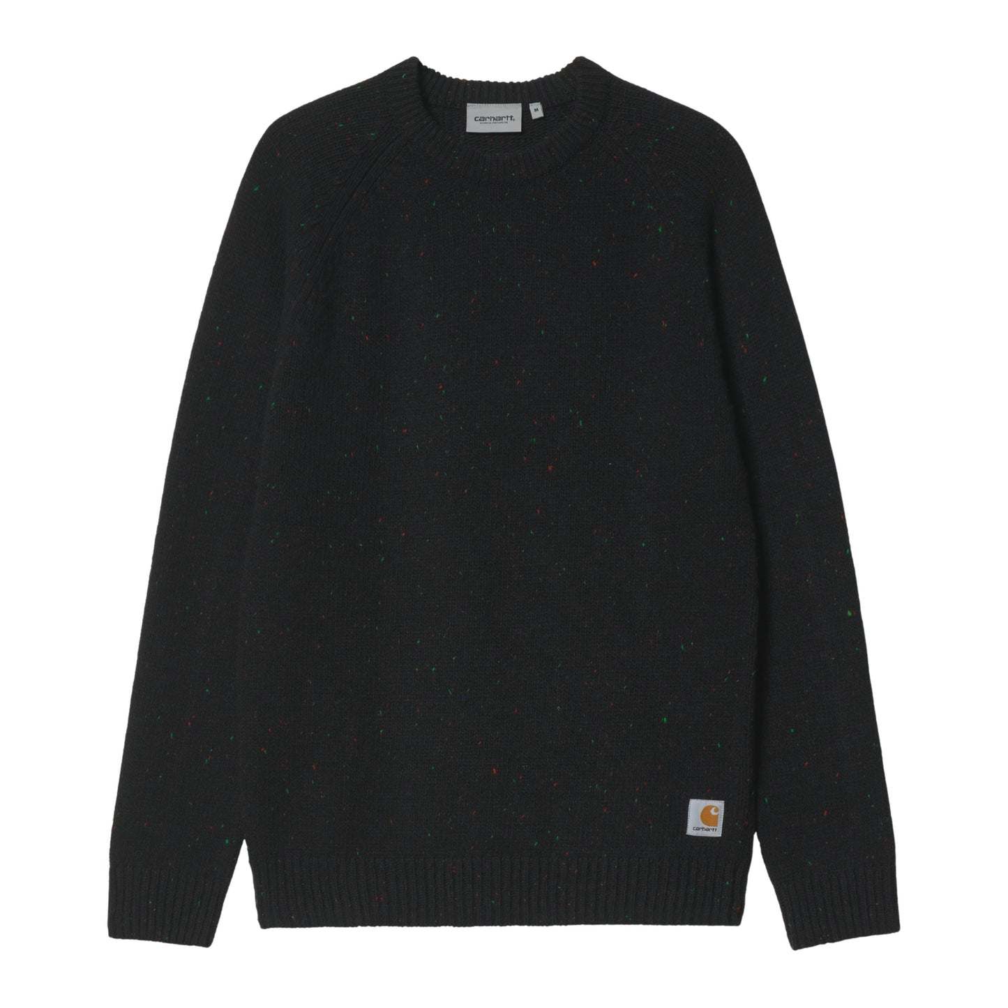 Camisola de malha para homem Carhartt WIP Anglistic em Speckled Black. Foto da parte da frente.