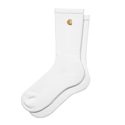 Carhartt WIP Chase Socks White/Gold. Foto da lateral.