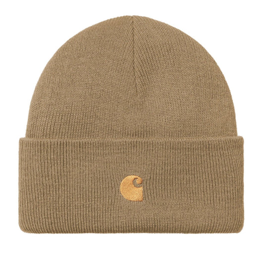 Carhartt WIP Chase Beanie Peanut/Gold. Foto da parte da frente.