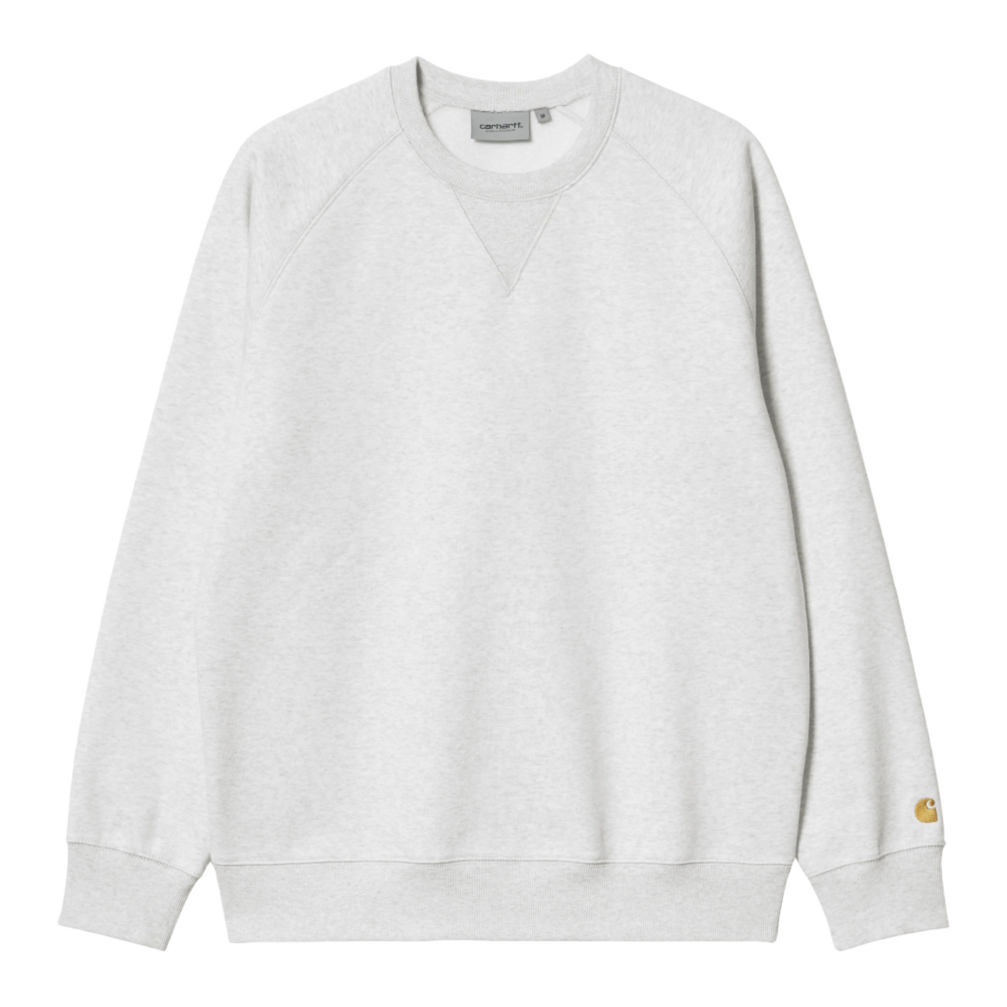 Sweat de homem Carhartt WIP Chase em Ash Heather/Gold. Foto da parte da frente.
