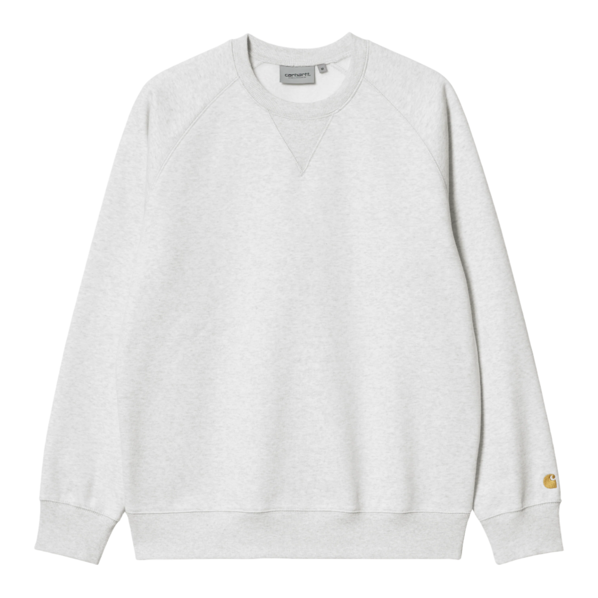 Sweat de homem Carhartt WIP Chase em Ash Heather/Gold. Foto da parte da frente.