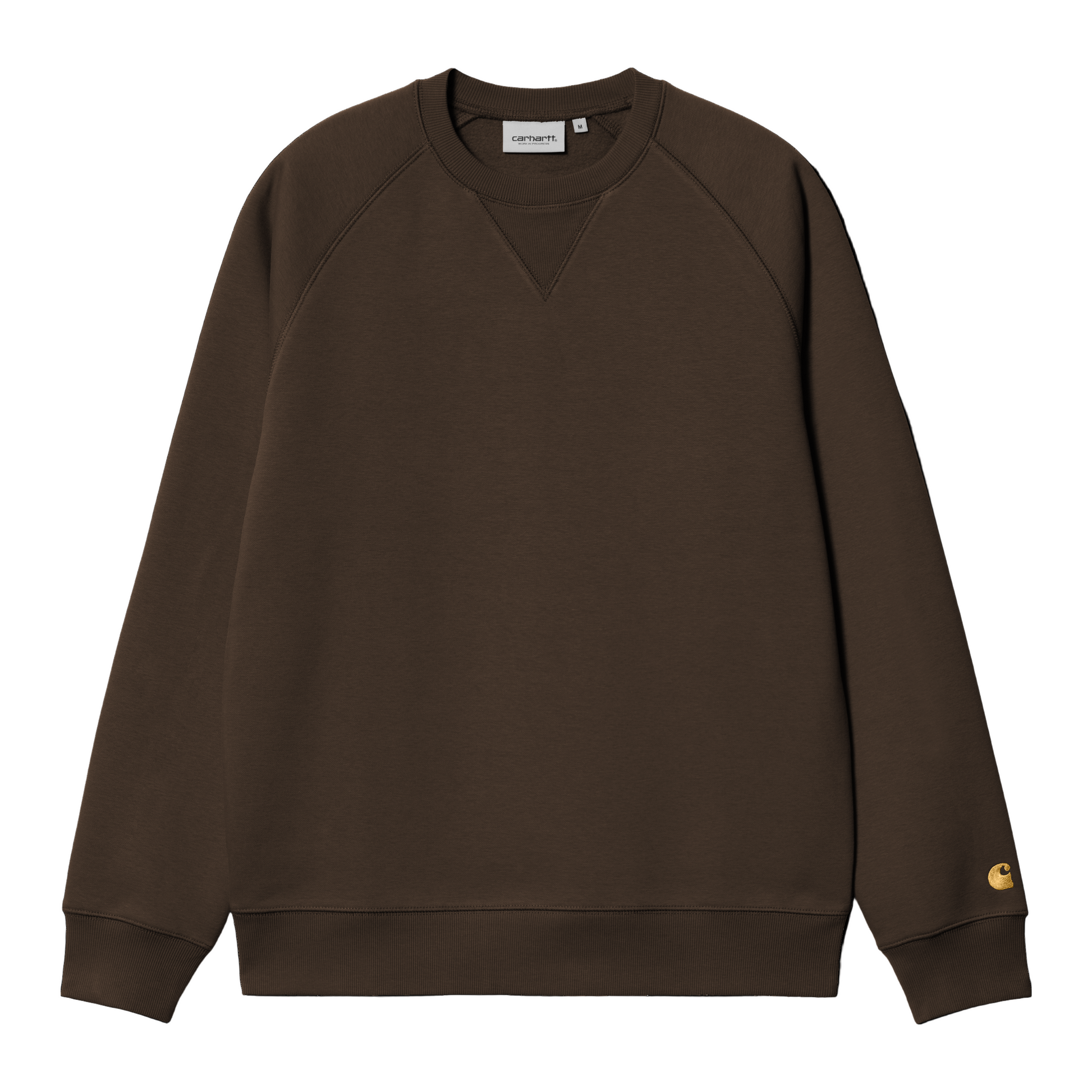 Sweat de homem Carhartt WIP Chase em Tobacco/Gold. Foto da parte da frente.
