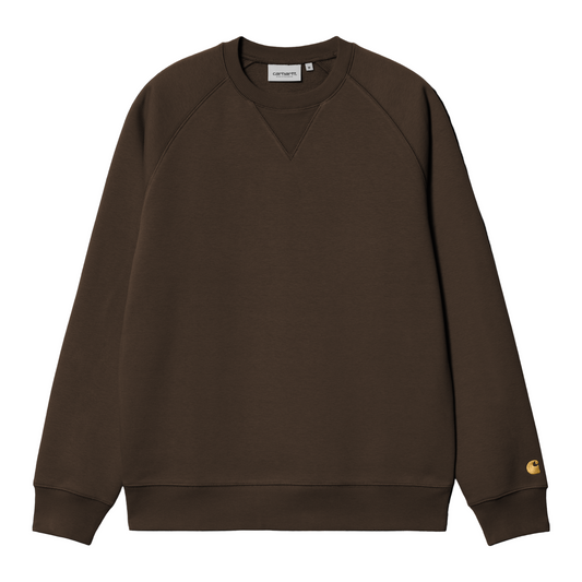 Sweat de homem Carhartt WIP Chase em Tobacco/Gold. Foto da parte da frente.