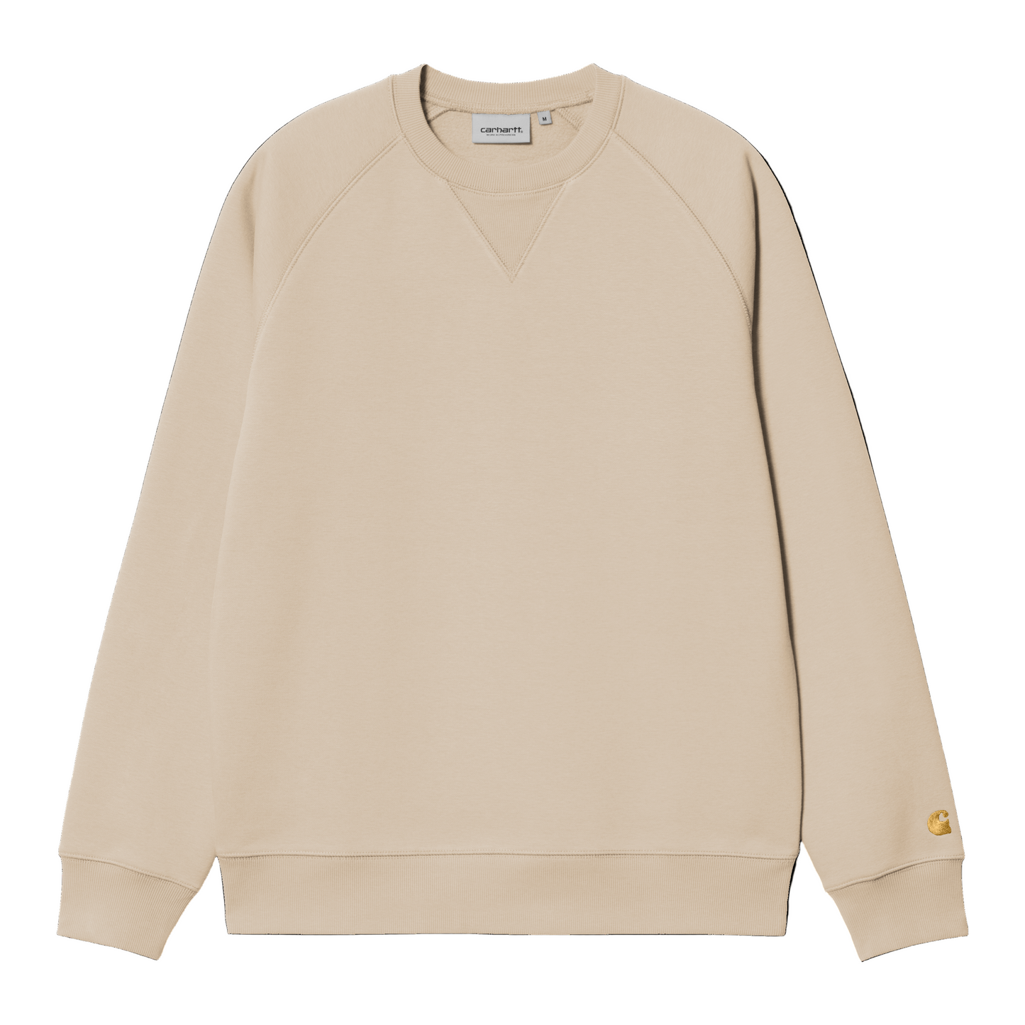 Sweat de homem Carhartt WIP Chase em Fleur De Sel/Gold. Foto da parte da frente.