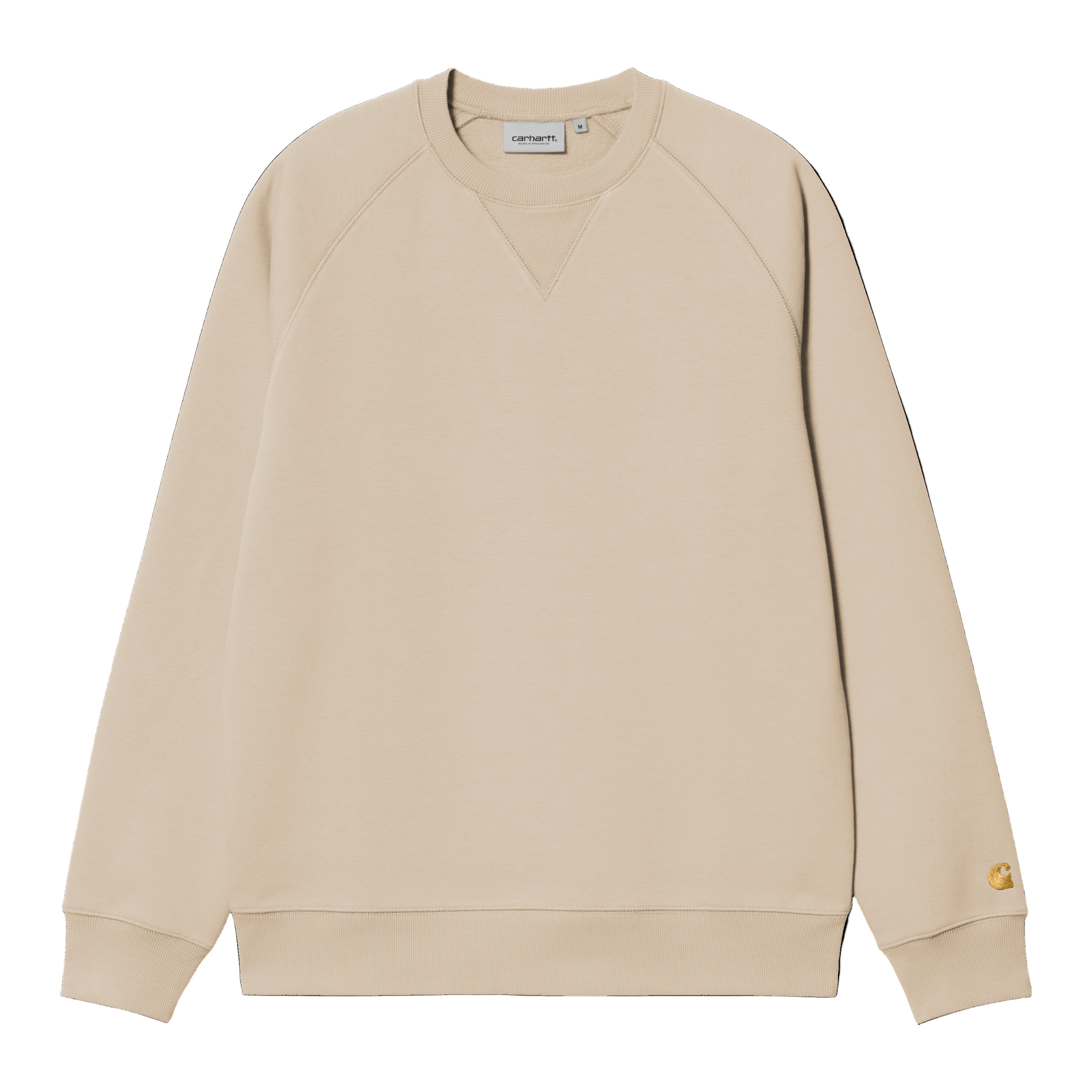 Sweat de homem Carhartt WIP Chase em Fleur De Sel/Gold. Foto da parte da frente.