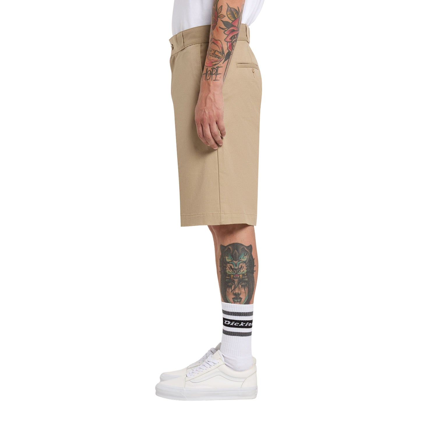 Calções de homem Dickies 247 em Desert Sand. Foto da lateral.