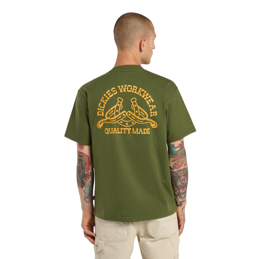 T-Shirt de manga curta para homem Dickies Bettsville em Cypress. Foto da parte de trás, vestida.