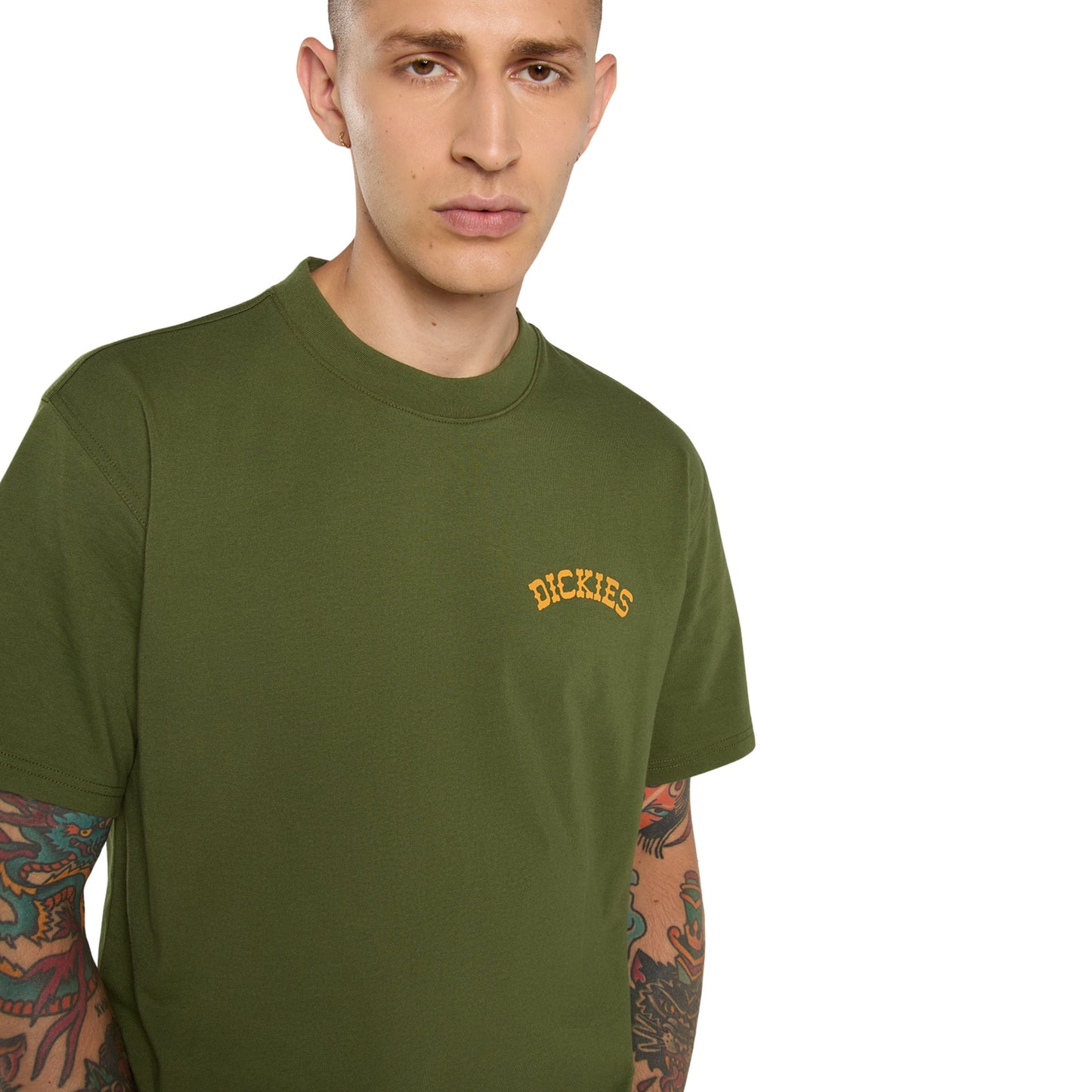 T-Shirt de manga curta para homem Dickies Bettsville em Cypress. Foto da parte da frente, vestida.