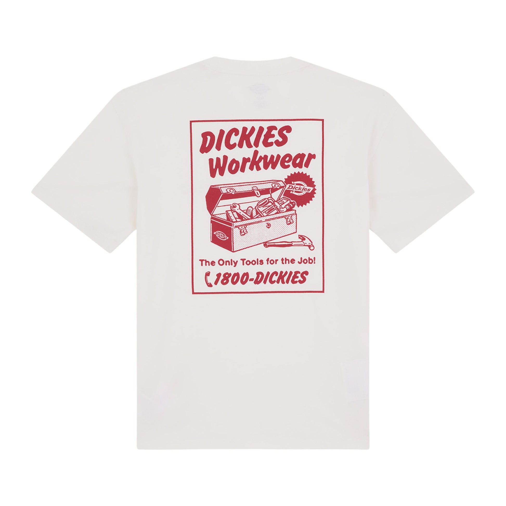 T-Shirt de manga curta para homem Dickies Dry Ridge em Egret. Foto da parte de trás.