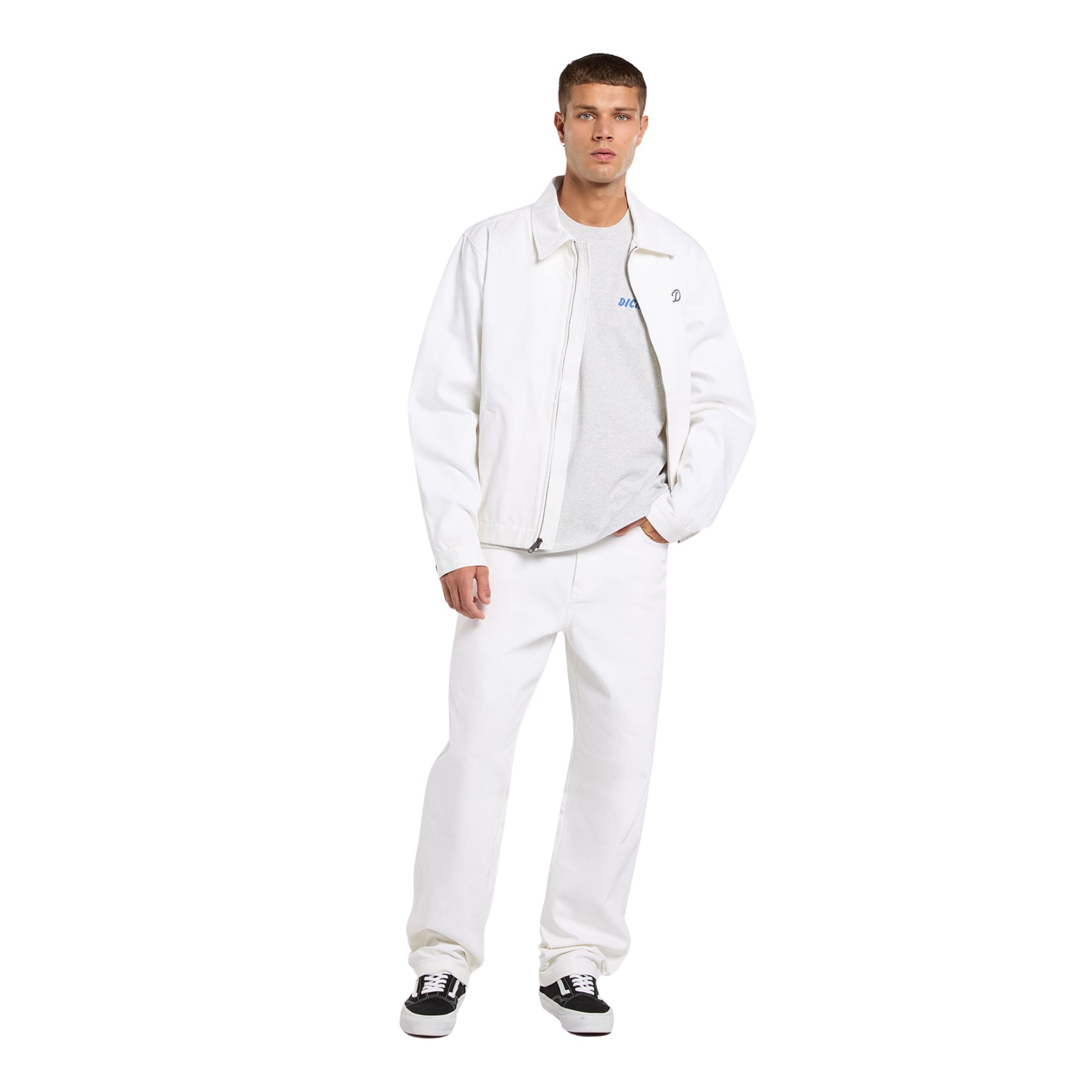 T-Shirt de manga curta para homem Dickies Dry Ridge em Cinza Claro. Foto da parte da frente, vestida.