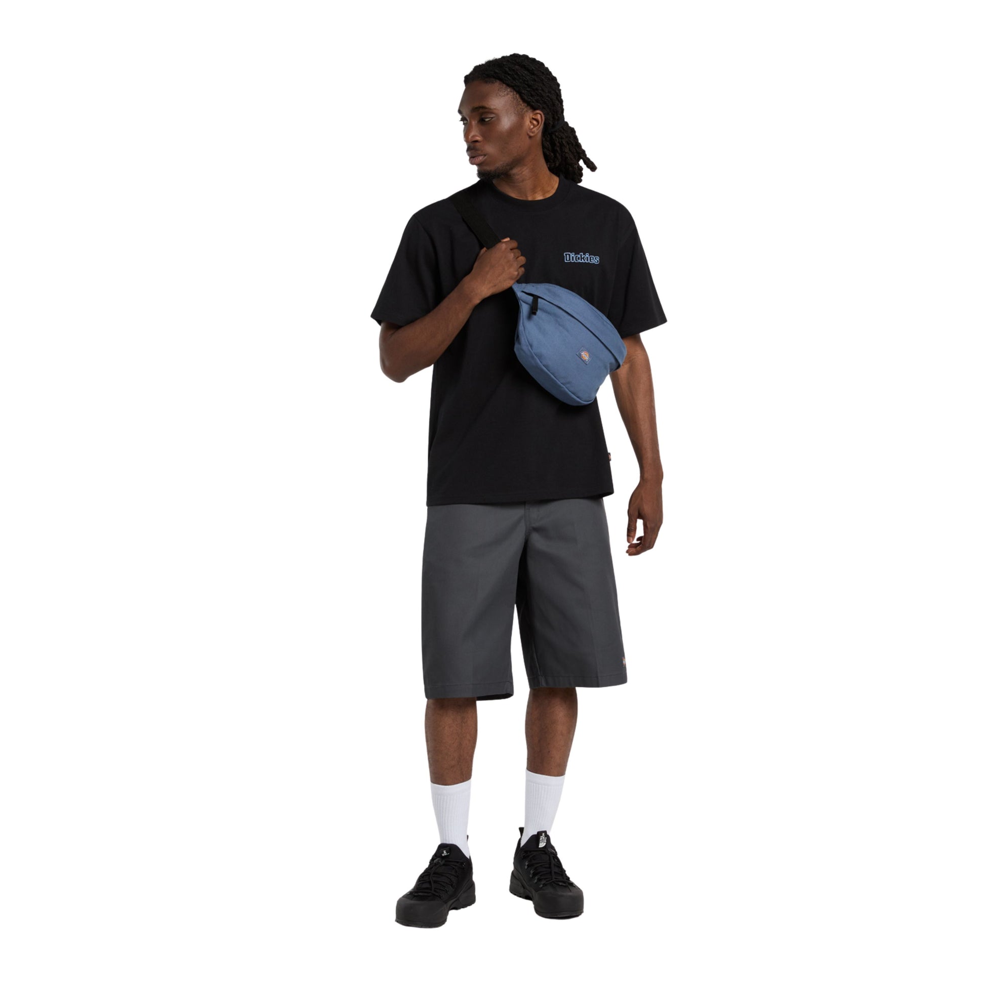 T-Shirt de manga curta para homem Dickies Fairlawn em Preto. Foto da parte da frente, vestida.