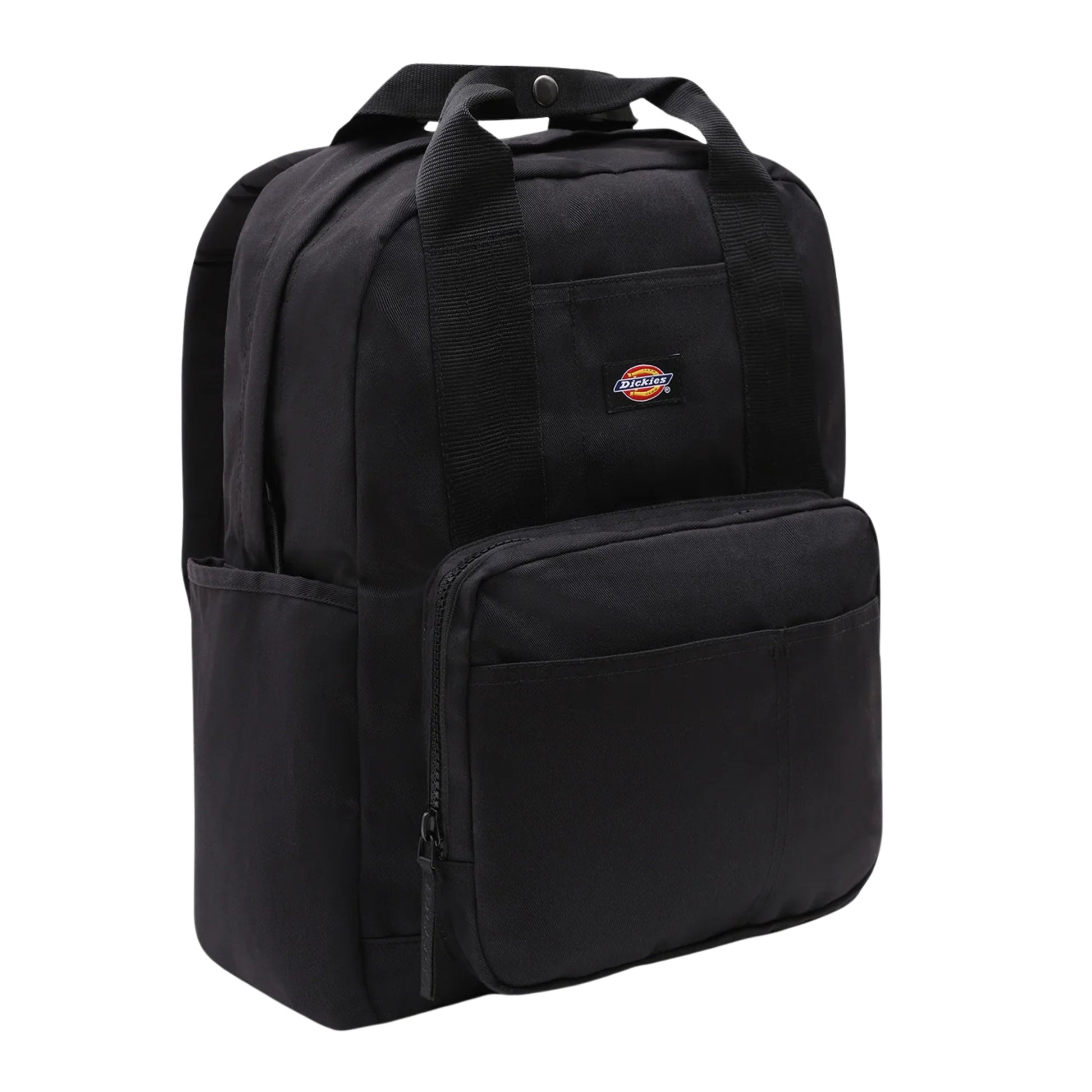 Mochila unissexo Dickies Lisbon em Preto. Foto da parte da frente.