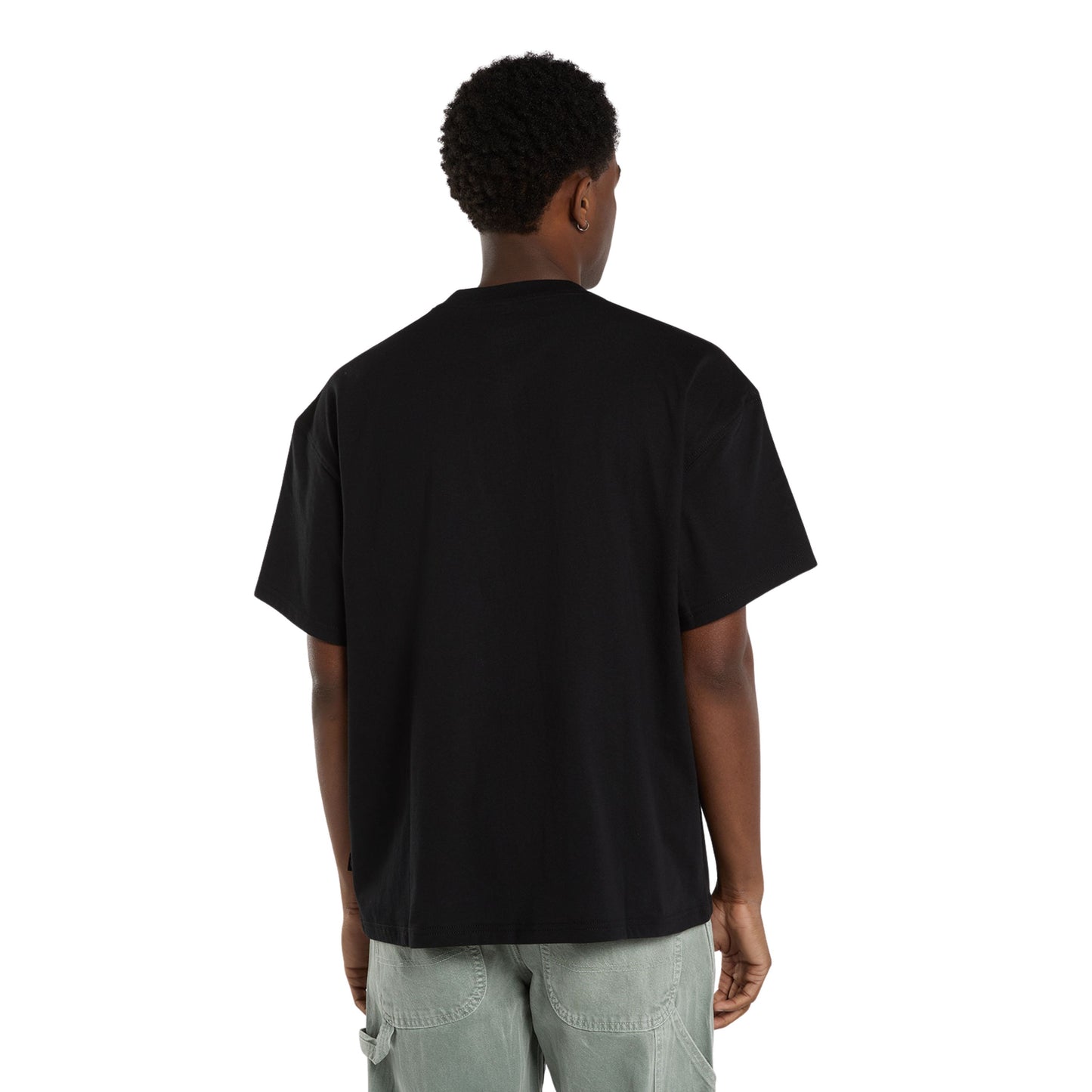 T-Shirt de manga curta para homem Dickies Loose Wave em Preto. Foto da parte de trás, vestida.
