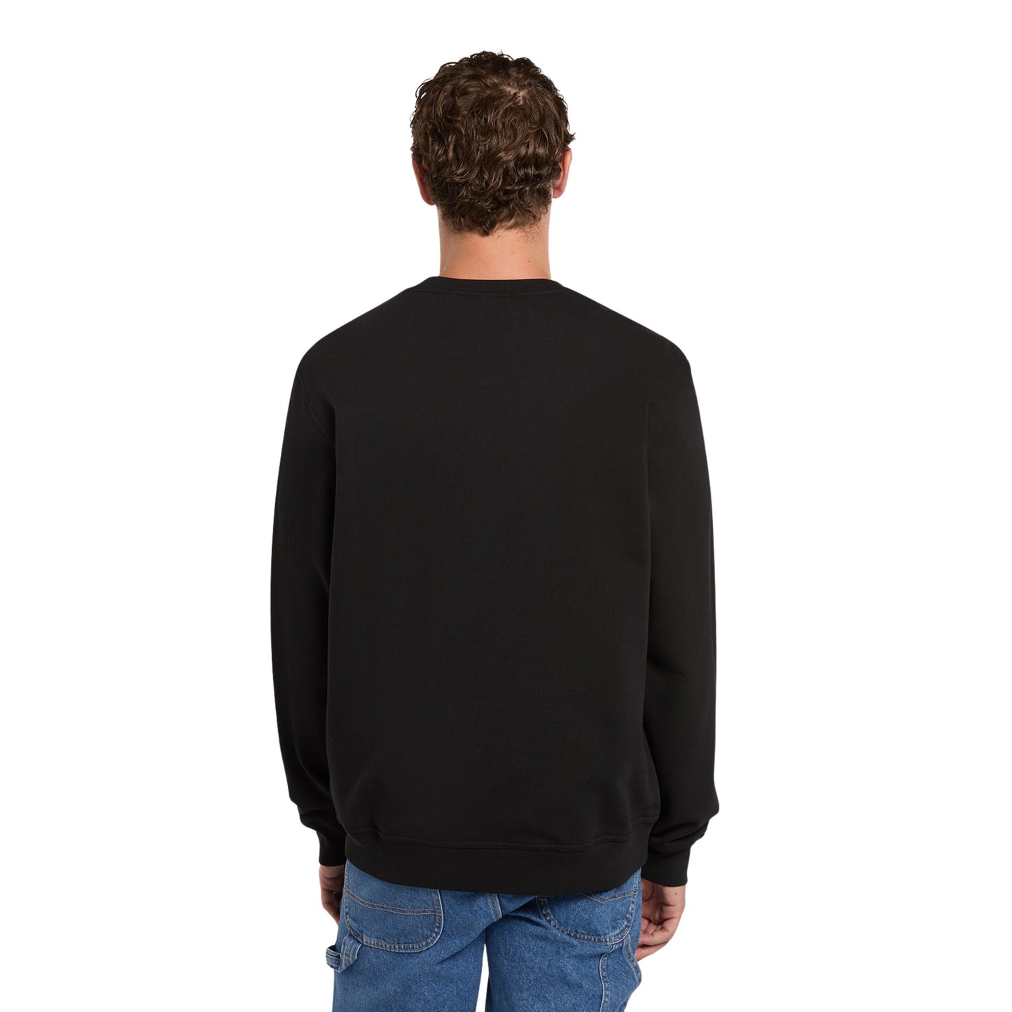 Sweat para homem Dickies Loretto Crew em Preto. Foto da parte de trás, vestida.
