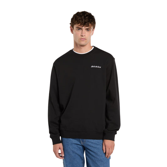 Sweat para homem Dickies Loretto Crew em Preto. Foto da parte da frente, vestida.