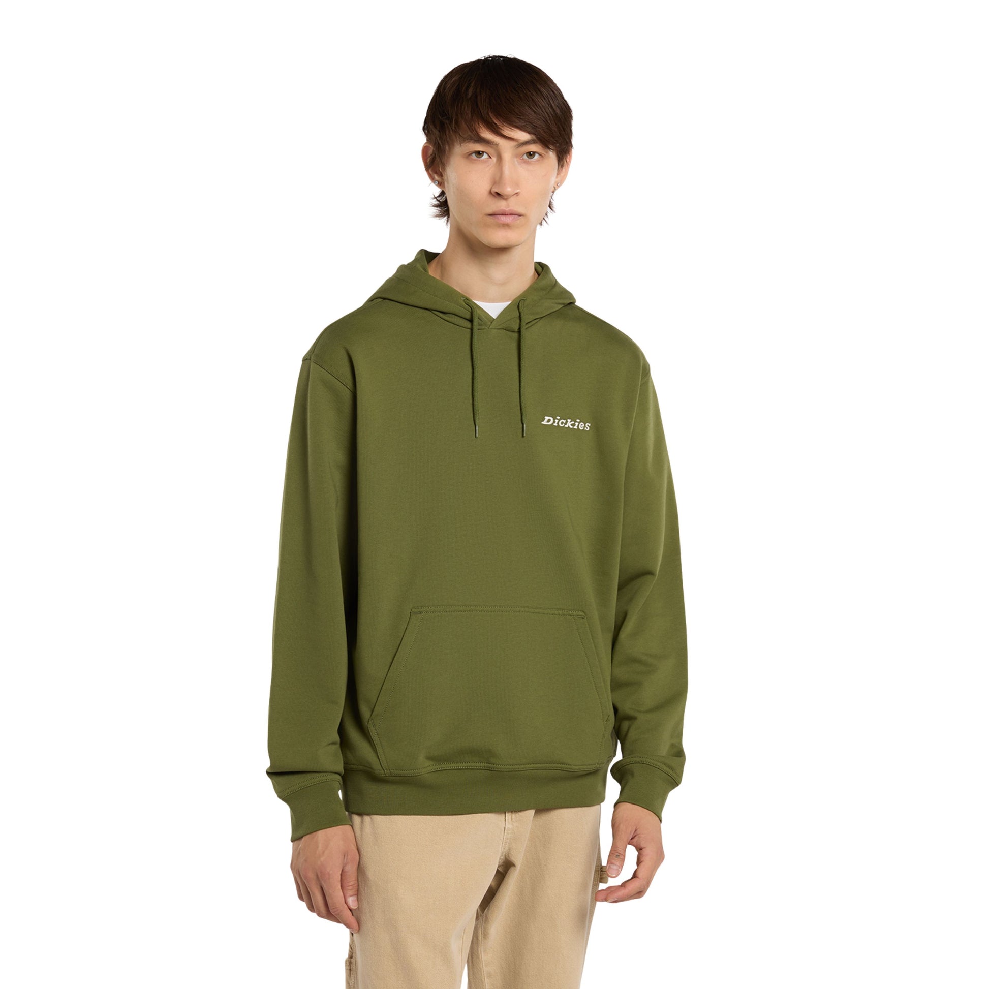 Sweat com carapuço para homem Dickies Loretto em Cypress. Foto da parte da frente, vestida.
