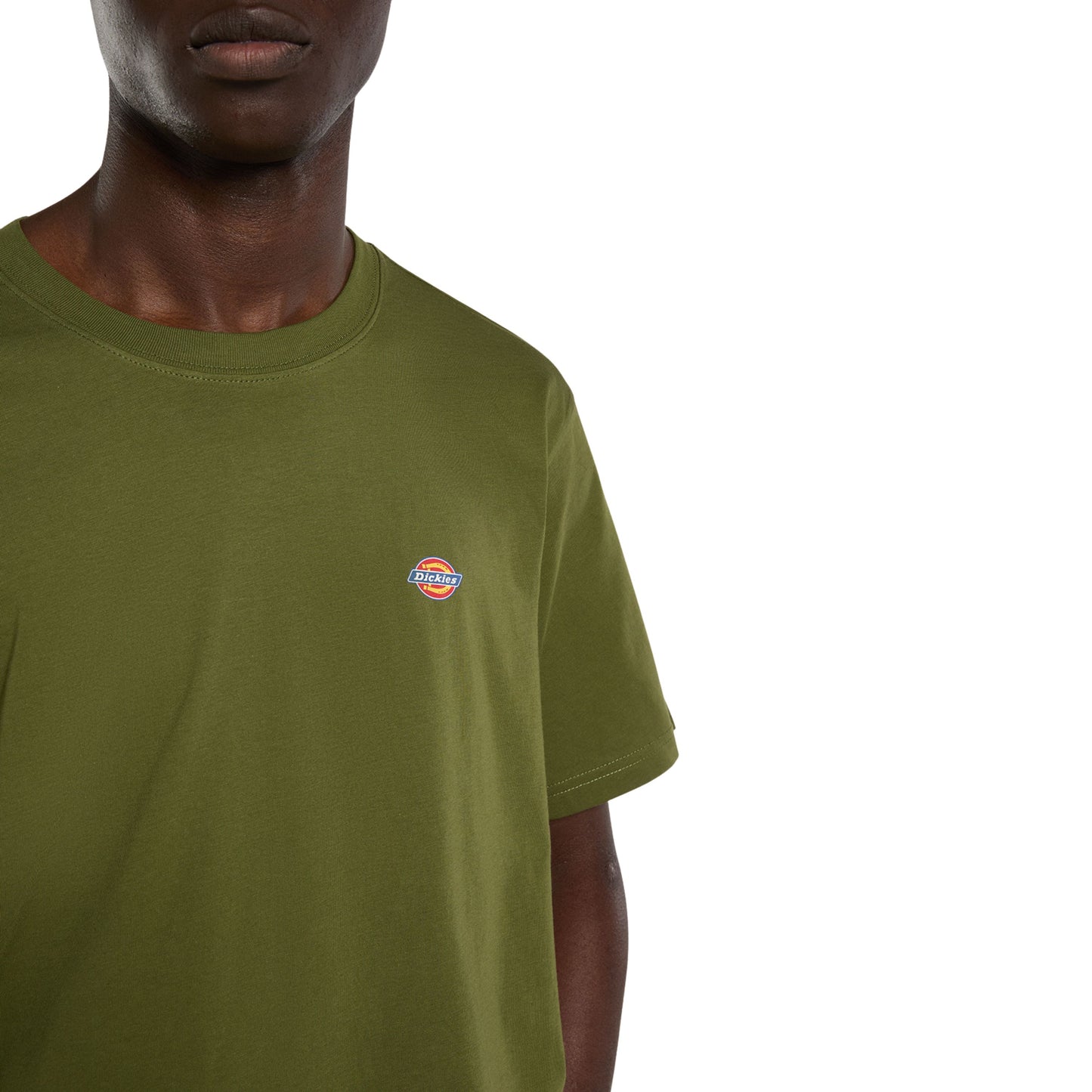 T-Shirt com manga curta para homem Dickies Mapleton em Cypress. Foto de detalhe da parte da frente, vestida.