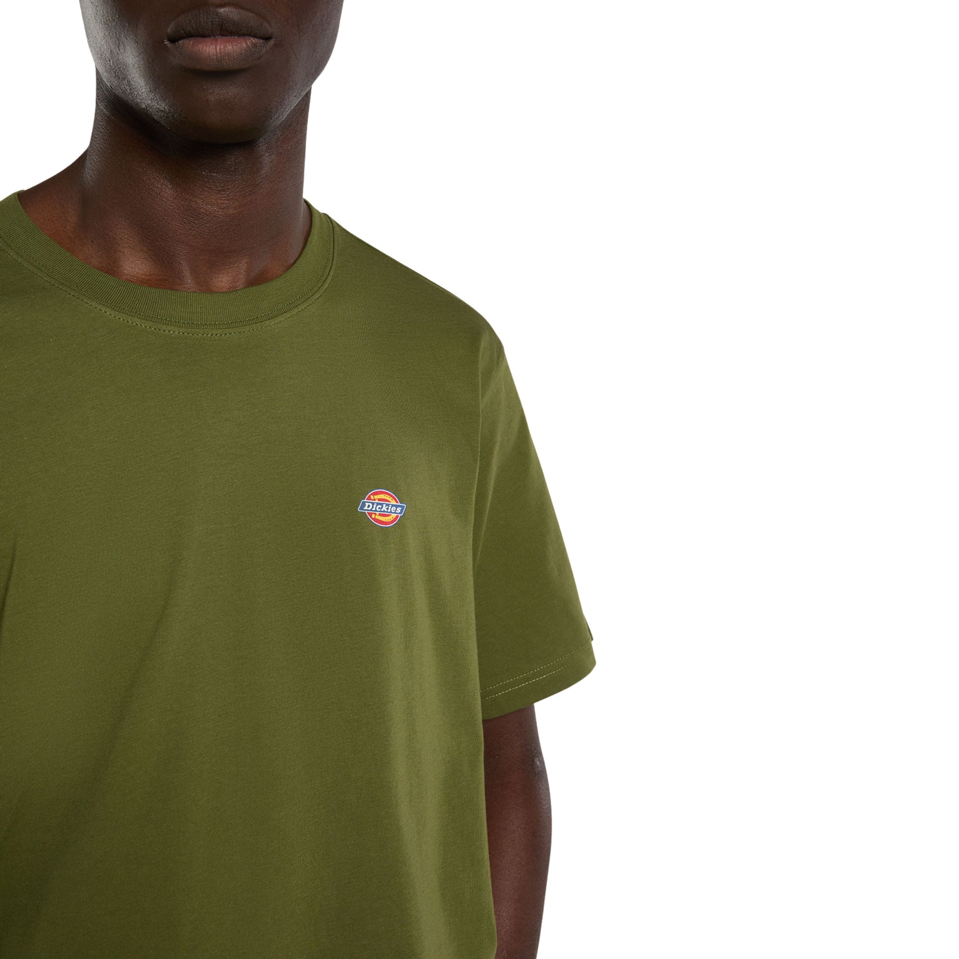 T-Shirt com manga curta para homem Dickies Mapleton em Cypress. Foto de detalhe da parte da frente, vestida.