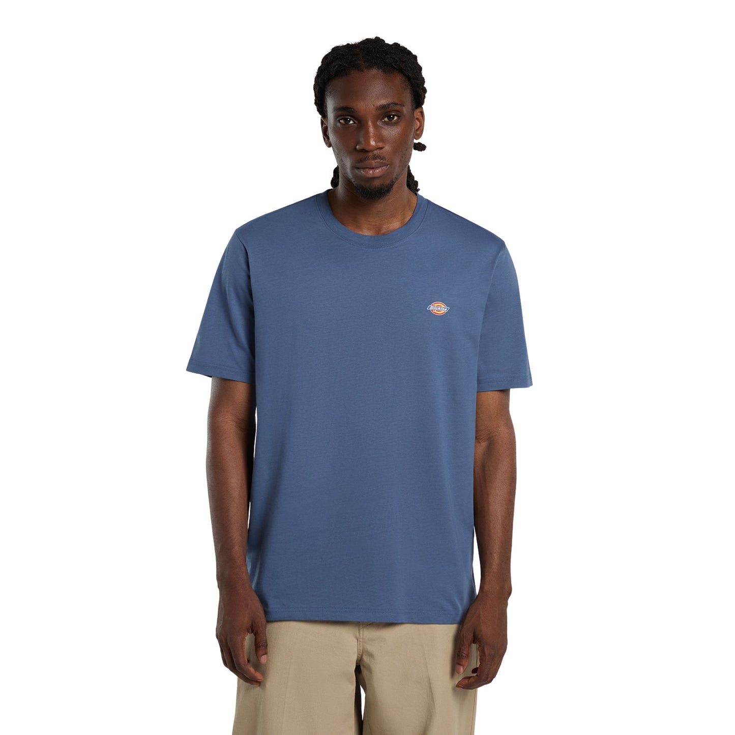 T-Shirt de manga curta para homem Dickies Mapleton em Retro Indigo. Foto da parte da frente, vestida.